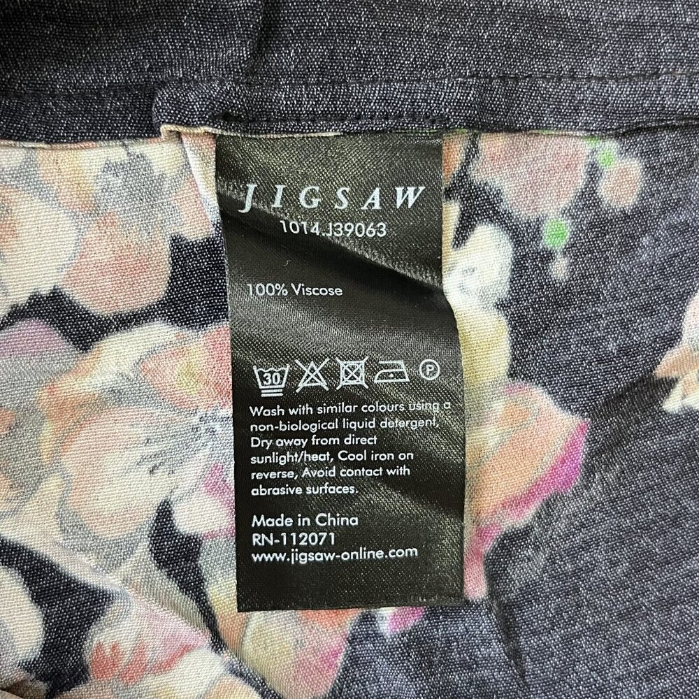 NWT JIGSAW Black Floral Blouse Ruffle Sleeveless Tank Top Size 6 - Picture 6 of 8